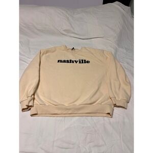 NASH Nashville Graphic Crewneck Sweatshirt Cream Black Logo M/L 12-T0111